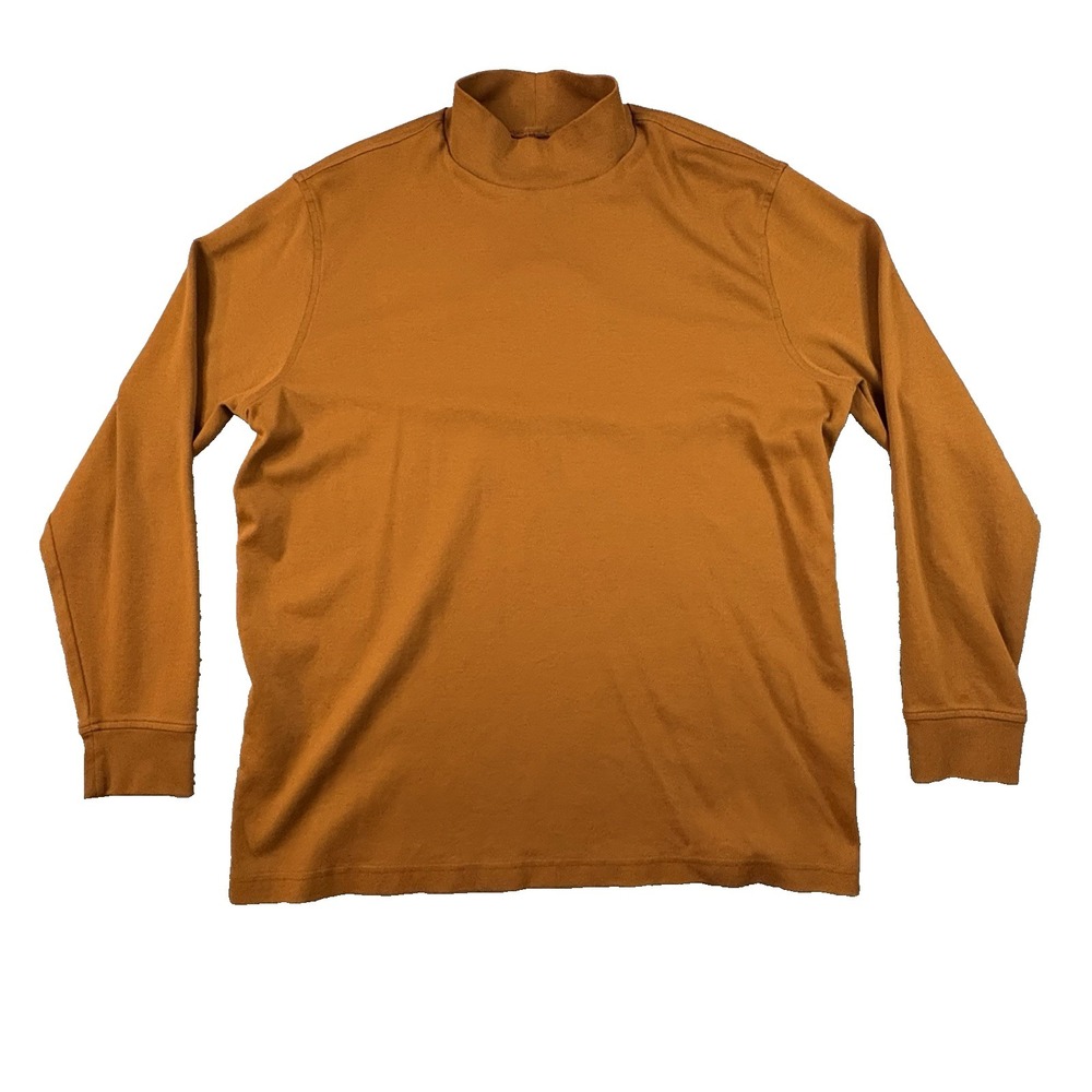 Lands' End Unisex‎ XL Burnt Orange Mock Neck LS Shirt SEE DESCRIPTION